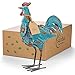 Decorative Metal Rooster, Blue, 14.5”, for Home, Kitchen, Dining Room Decor - Rooster Statue Figurines - Farmhouse Chic, Colorful, Rustic - Vintage Roosters for Countertops - Garden Ornament