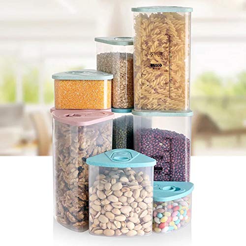 yanQxIzbiu Storage Container Premium Plastic Kitchen Food Cereal Grain Bean Rice Storage Box Triangle Container Case - Pink 500ml