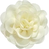 Dainty Chiffon Fabric Flower Small Brooch for Women Elegant 3D Rose Floral Hair Clip Lapel Pins for Dresses Suit Holiday Party Dance Banquet Clothing Accessory Jewelry 85mm