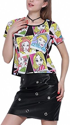 Apparel Women T-Shirt Cartoon Print Casual Ladies Top Short Sleeve Athleisure Streetwear Loose Female Pullover Tees Black L