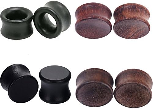 PHD LTD Vintage Black Brown Hollow Solid Wood Double Flared Ear Plugs Tunnels Expander Stretcher Gauge 1/2