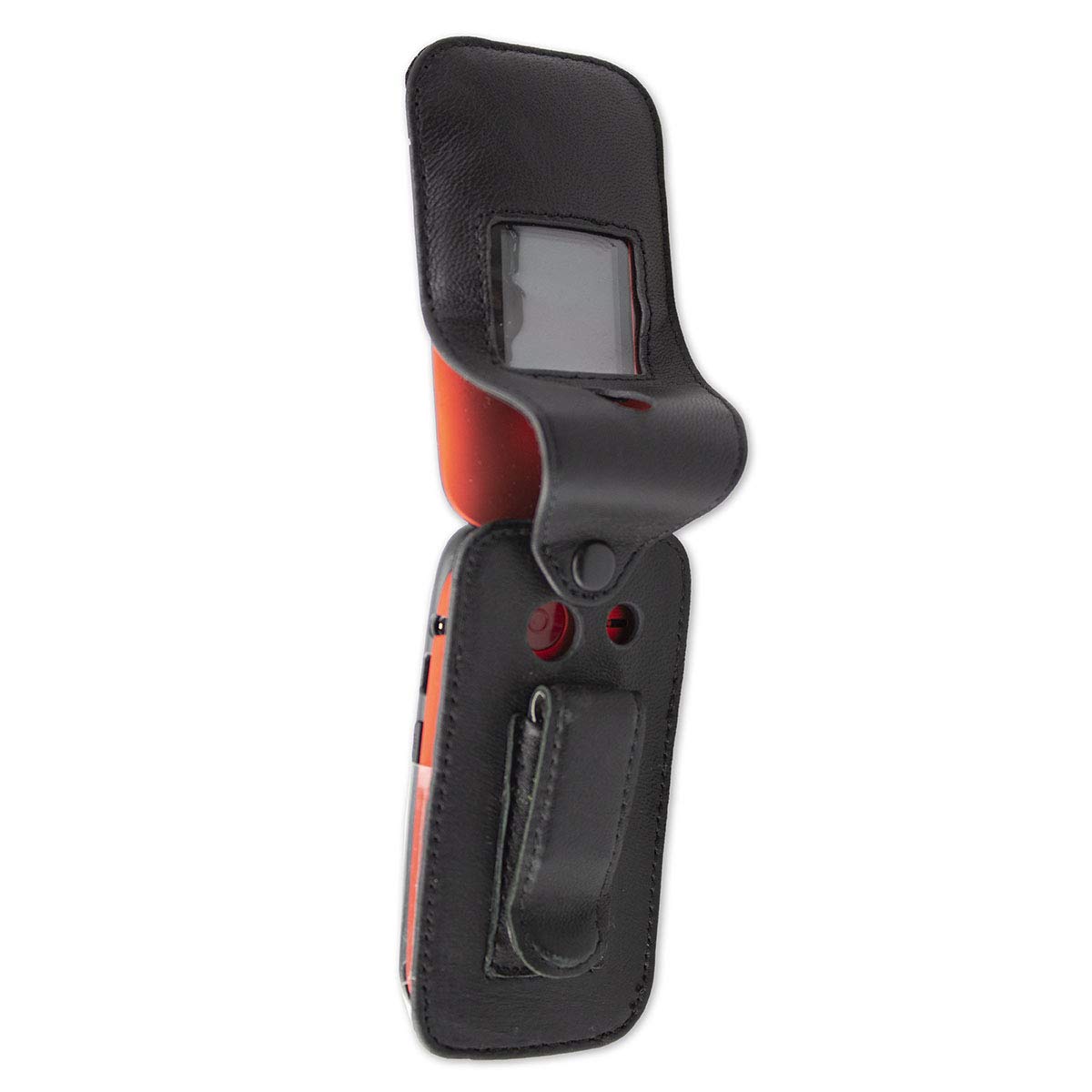 caseroxx Leather-Case with belt clip compatible with Swisstone BBM 625 made from genuine leather, Pouch with belt clip and viewing window in black