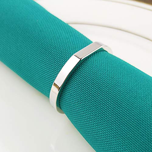 Elehere Wedding Holiday Napkin Rings Set of 8 for Spring Summer Fall Winter, 4 Season Simple Napkin Holder Bukle, Silver