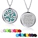 Mtlee Aromatherapy Essential Oil Diffuser Necklace Locket Pendant Stainless Steel Perfume Necklace with 16 Refill Pads and 24 inch Adjustable Chain (Tree)