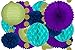 Glam Gala Decor 20 Pcs Hanging Paper Party Decoration Supplies Kit in Purple, Blue, Green, Teal, and Gold-Includes 4 Lanterns, 4 Pom Poms, 4 Tissue Fans, 4 Honeycombs, and 4 Strings of Dot Garland…