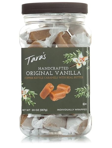 TARA’S GOURMET VANILLA CARAMELS | HAND CRAFTED ALL NATURAL CANDY | CREAMY & INDIVIDUALLY WRAPPED WITH REAL BUTTER (20 OZ)