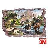 Ofisson Giant (36x24in) Dinosaur 3D Wall Sticker - Realistic Jurassic Decal Illusion Effect Mural 3M Sticker