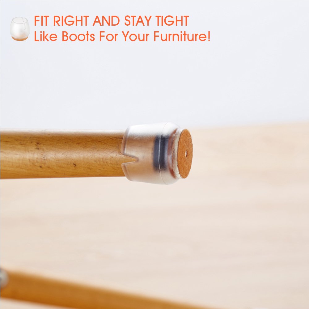 Chair Leg Caps,Mocofo Furniture Protective Leg Tips Wood Floor Protectors,Silicone Caps with Felt Pads,Chair & Table Feet Glides Fit Round Diameter From 1\