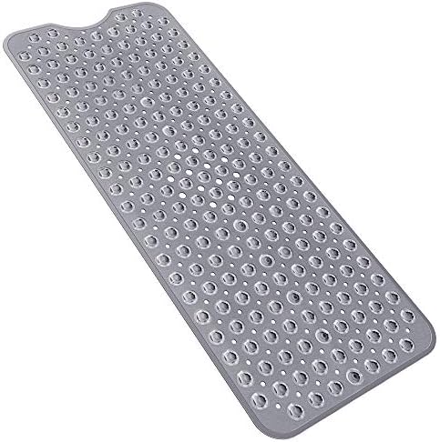 Bligli Extra Long Bathtub Mat with Strong Suckers Non Slip Bath Mat and Shower Mat for Bathroom Machine Washable 40 * 100cm (Grey)
