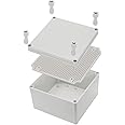 YETLEBOX Waterproof Electrical Box with Mounting Plate 125x125x75mm, IP67 Junction Box Dustproof Plastic DIY Electric Project Enclosure Box Grey 4.9"x 4.9"x 3"