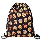 Dimayar 18''X13.75'' Emoji Sackpack Team Training Gymsack Drawstring Backpack Sack Bag for Girls for Kids School Backpacks
