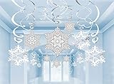 Moon Boat 40Ct Christmas Snowflake Hanging Swirl Decorations - Winter Wonderland/Xmas/Holiday Party Supplies
