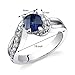 PEORA Created Blue Sapphire Sweet Solitaire Ring for Women 925 Sterling Silver, 1.25 Carats Round Shape 6mm, Comfort Fit, Sizes 5 to 9