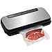 GERYON Vacuum Sealer, 4-in-1 Automatic Food Sealers with Starter Kit of Saver Roll, Bags and Hose for Food Preservation (Stainless Steel)