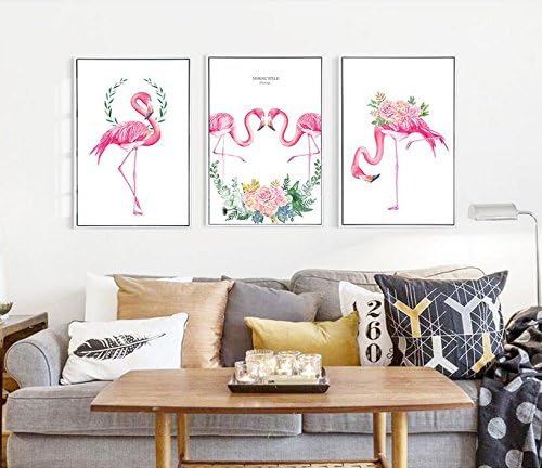 Flamingo Canvas Art 3 Piece Animal Prints Painting on Canvas for Kids Room Home Decor (12x16inchx3cps, No Frame)