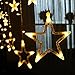 Star Curtain Lights 12 Stars 138 LEDs, LEORX Window Curtain Lights Waterproof for New Year Wedding Party Home Bedroom Patio Garden (Warm White)