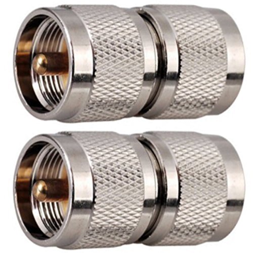 CESS RF Coaxial Coax Adapter - UHF Male to Male PL-259 Connector - UHF Male to UHF Male PL259 RF Straight Connector (2 Pack)