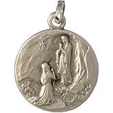 I G J 925 STERLING SILVER OUR LADY OF LOURDES - MADONNA DI LOURDES MEDAL - 100% MADE IN ITALY - THE PATRON SAINTS MEDALS