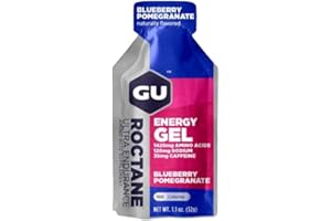 GU Energy Roctane Ultra Endurance Energy Gel, Vegan, Gluten-Free, Kosher, and Dairy-Free On-The-Go Sports Nutrition for Running, Biking, Hiking or Skiing, Blueberry Pomegranate, 24-Count