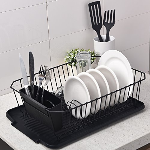 Wtape Modern Steel Rust Proof Kitchen Draining Dish Drying Rack, Black