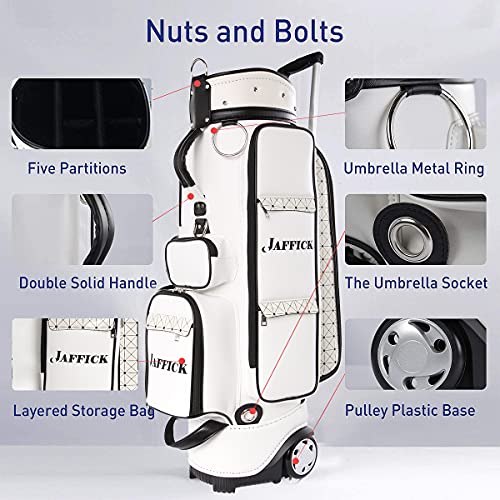 Golf Cart Bag Wheeled Leather Golf Club Bags for Men Transit Golf Bag