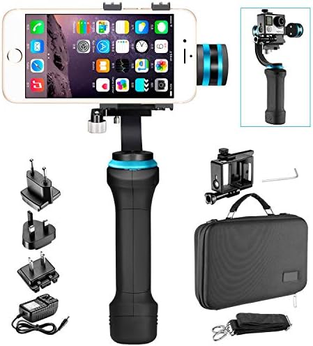 No Brand HHG-01 3 Axis Brushless Motorized Handheld Gimbal Stabilizer for GoPro Hero 3+/4 and Smartphones Width Within 2.2 to 3.6 inches, Such as iPhone 8 plus/8/X, Samsung Galaxy S9/S8,etc