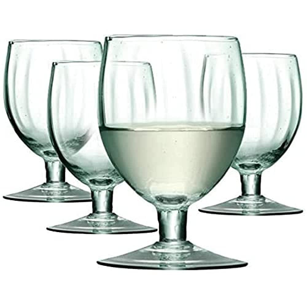 LSA International Mia Wine Glass 350ml Recycled/Part Optic | Set of 4 | Recycled Glassware | MZ03, Clear Decorated