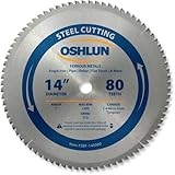 Oshlun SBF-140080 14-Inch 80 Tooth TCG Saw Blade with 1-Inch Arbor for Mild Steel and Ferrous Metals