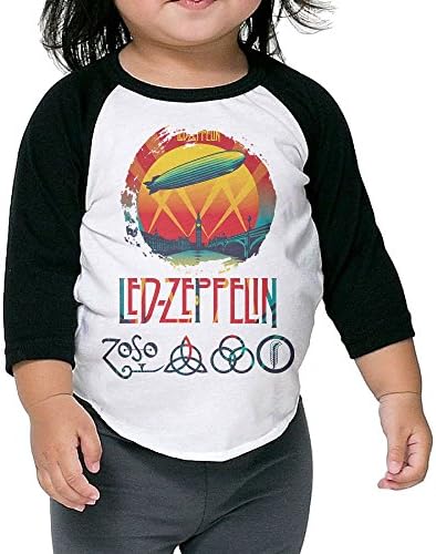 Grace Little Led Zeppelin Celebration Day Cool Boys &amp; Girls Toddler 100% Cotton 3/4 Sleeve Raglan Tee Unisex Black