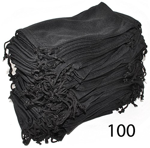 Wholesale 100 PCS Eyeglasses Pouches Cleaning Case Bag Black