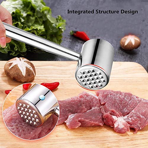 304 Stainless Steel Meat Tenderizer Stainless Steel Meat Mallet Heavy Duty Meat Hammer Softener, Meat Pounder for Tenderizing Steak, Beef, Chicken, Lamb and Minced Meat