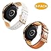 for Galaxy Watch 42mm Bands Leather - 2 Pack Softer Genuine Leather Watch Straps with Rose Gold Buckle, White and Brown