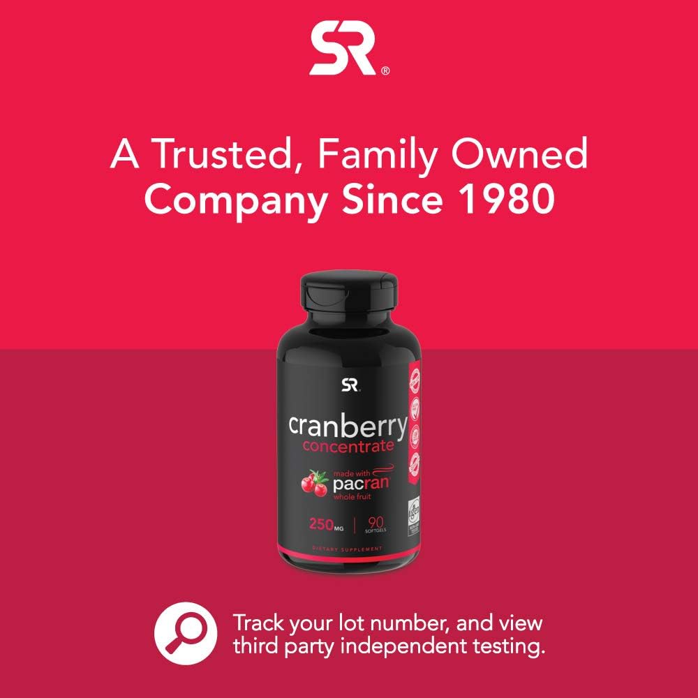 Cranberry Whole Fruit Concentrate (Triple Strength) equivalent to 12500mg of Fresh Cranberries ~ Made with clinically Proven Pacran® ~ Non-Gmo & Gluten Free (90 Softgels): Health & Personal Care