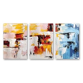 Canvas Wall Art Original Design Abstract Ink Style Painting Artwork for Home Prints Framed - 16"x24" x 3 Panels