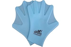 UNIQOCK Swimming Gloves Silicone Webbed Swim Training Gloves Web Gloves Swimming Water Gloves for Adult & Kids, Medium, blue