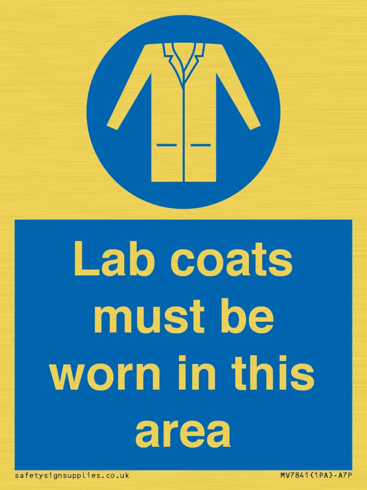 Lab coats must be worn in this area Sign - 75x100mm - A7P