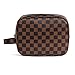 Rocket 92 Creations Checkered Makeup Bag for Women - Portable Multifunctional Cosmetic Bag - Toiletries Organizer Pouch with Zipper - Perfect for Makeup Tools, Lipstick, Eyeshadow & Brushes, Brown