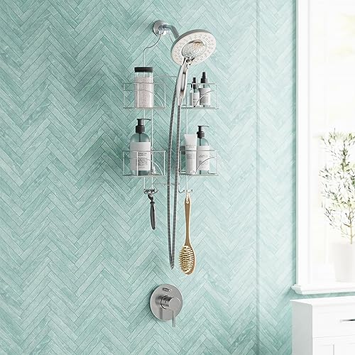 Zenna Home Hanging Shower Caddy, Over the Shower Head Bathroom Storage