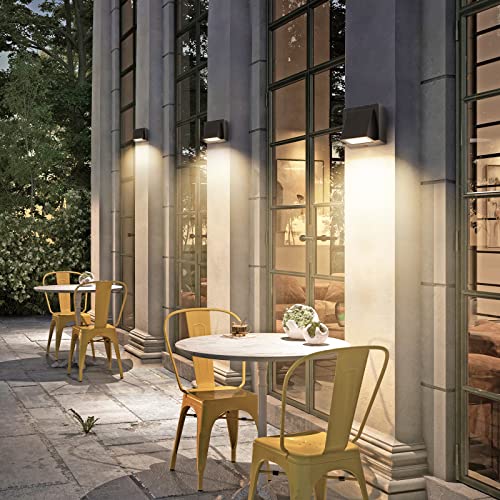 Tealight 2 Pieces Outdoor Wall Lights 5 W, 3000 K, IP65 Waterproof | Warm Light LED Wall Lamp, Square Aluminium Outdoor Sconce for Garden, Porch, Garage, Patio, Bedroom, Living Room