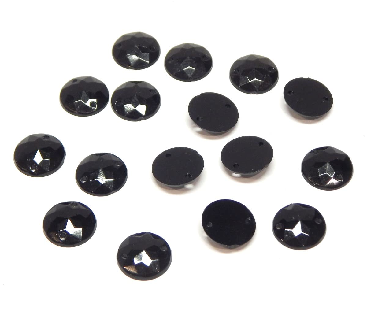 Rhinestones for Sewing, Glitter Stones for Sewing, Round, Black Set, Crystal Acrylic Stones, Flatback for Garment, Crafts, Clothing and Bag Decoration (8 mm, 100 Pieces)