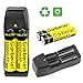 HeCloud 4 x 3.7V Li-ion 6000mAh 18650 Battery Rechargeable Batteries with 2x Dual Charger for Outdoor LED Flashlight
