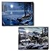BANBERRY DESIGNS Wildlife Home Decor - Set of 2 Light Up Wolf Prints - Stretched Canvas Artwork with Lights - Snowy Winter Scene with Wolves