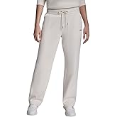 DKNY Womens Metallic Bubble Logo Wide Leg Fleece Sweatpants with Pockets