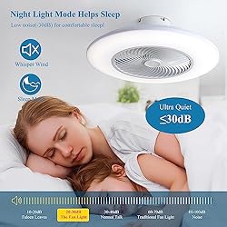 Low Profile Ceiling Fan with Light, 23" Bladeless