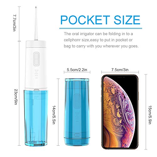 Water Flosser Cordless, Cshidworld Portable Dental Oral Irrigator Rechargeable with 4 Modes & 200ML Cleanable Water Tank for Home and Travel, Braces & Bridges Care, IPX7 Waterproof - Thumbnail 4