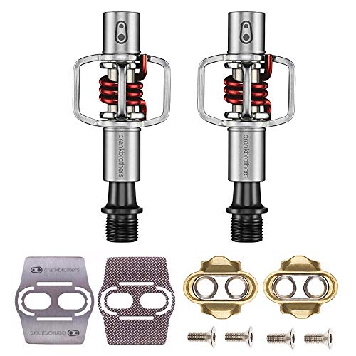 CRANKBROTHERs Crank Brothers Eggbeater 1 Hangtag Bike Pedals with Premium Cleats and Bicycle Shoe Shields Set (Red)