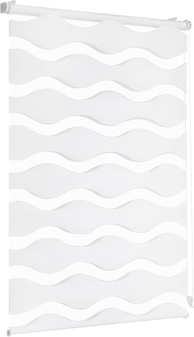 Sekey Doppelrollo Wellen Klemmfix ohne Bohren für Fenster, Doppelrollo 110 cm breit, Duo Rollo Welle Jalousie Sonnenschutz, 110x150cm, Weiß