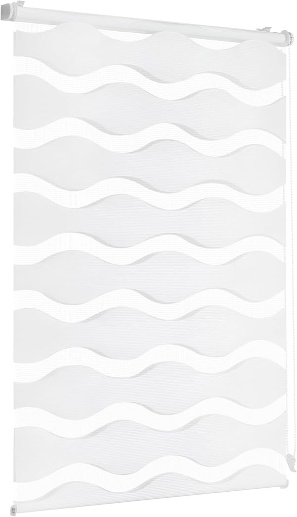 Sekey Doppelrollo Wellen Klemmfix ohne Bohren für Fenster, Doppelrollo 90 cm breit, Duo Rollo Welle Jalousie Sonnenschutz, 90x150cm, Weiß
