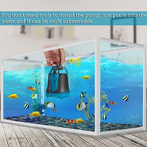 TOPBRY 400GPH Submersible Pump(1800L/H, 25W), Submersible Water Pump, Ultra Quiet Fountain Pump with 2 Nozzles, 5.9ft Power Cord for Fish Tank, Aquarium, Pond, Hydroponics, Statuary (Black - 400GPH)