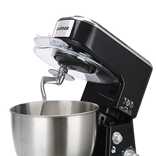 Cusimax 800W 5Quart Stand Mixer, Stainless Steel Bowl with Dough Hook, Beater and Whisk, Black